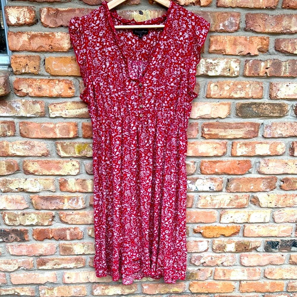 Floral Red Knee length Dress
